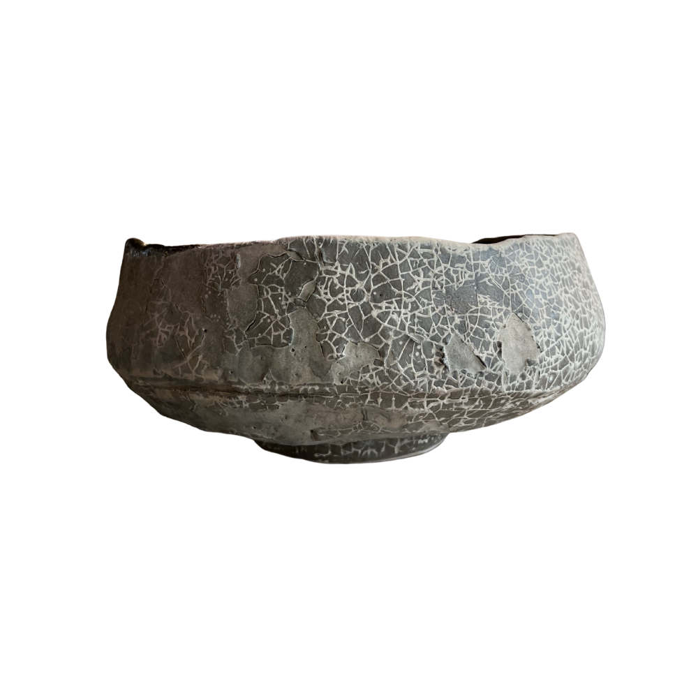 Charred Crackle Ceramic Bowl