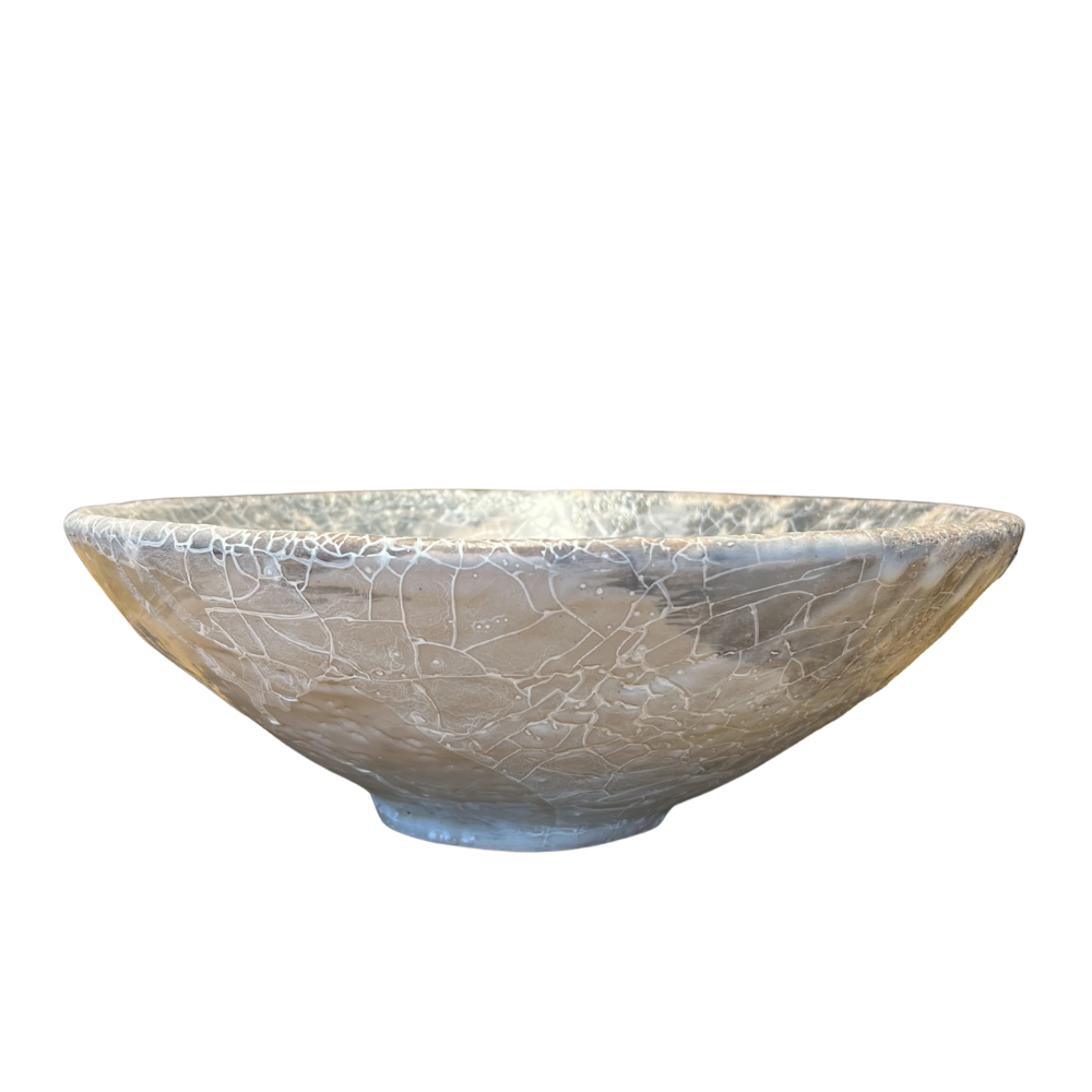Grey Crackle Wide Ceramic Bowl